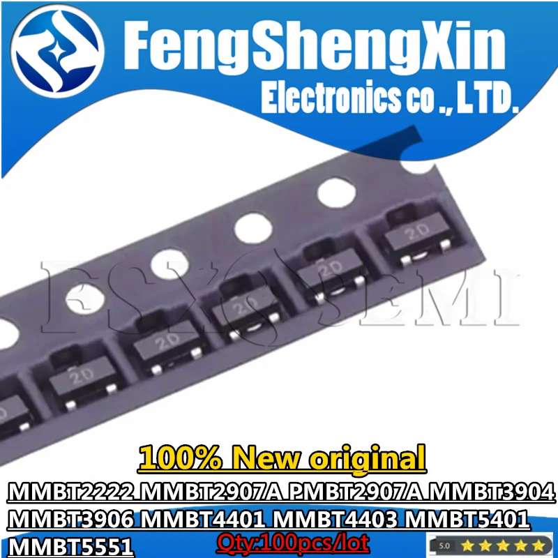 

100pcs MMBT2222 1P MMBT2907A 2F PMBT2907A W2F T2F MMBT3904 1AM MMBT3906 2A MMBT4401 2X MMBT4403 2T MMBT5401 2L MMBT5551 G1 SOT23