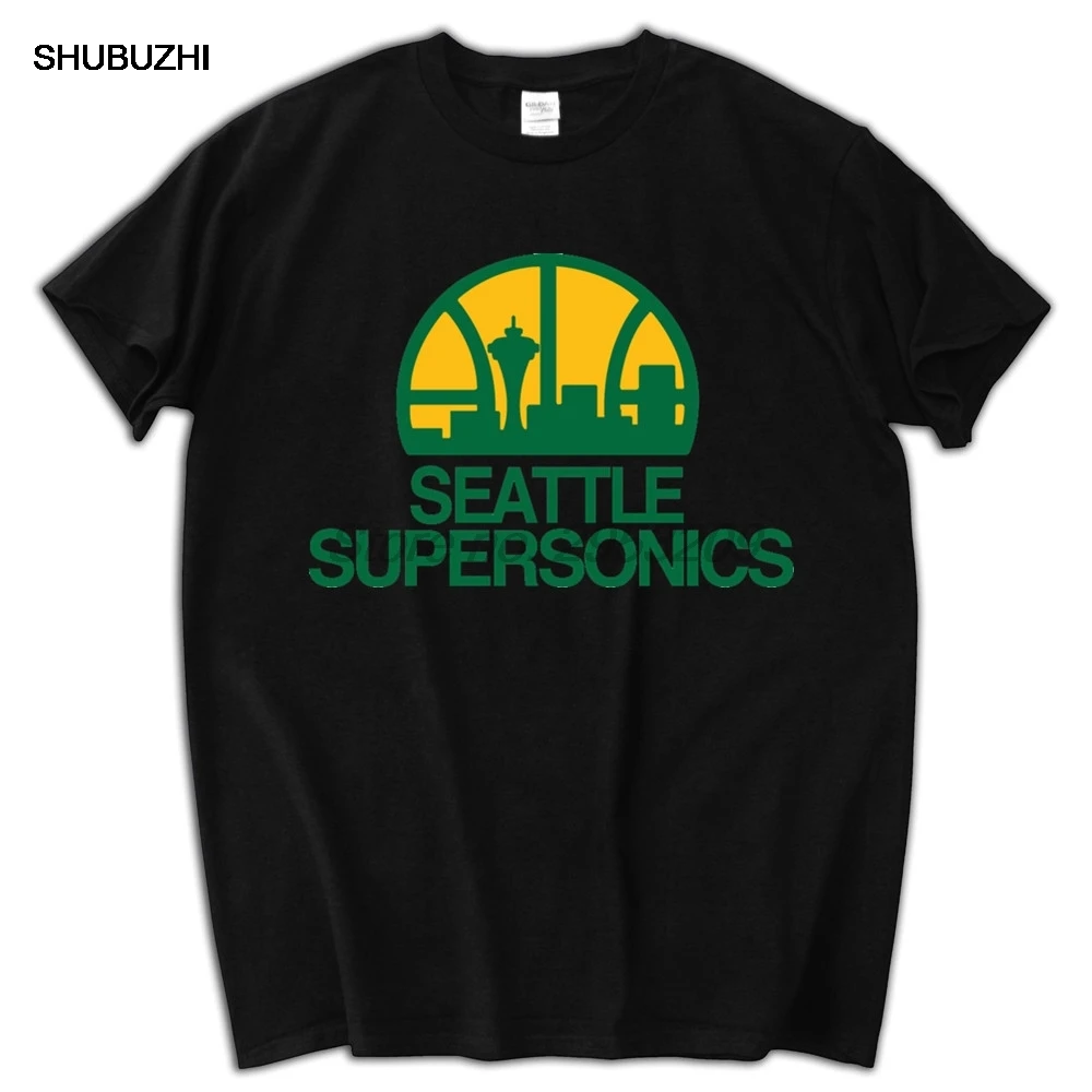 

Футболка Seattle Supersonics, хлопковая Модная брендовая футболка, Мужская Новая высококачественная футболка стандартного размера евро