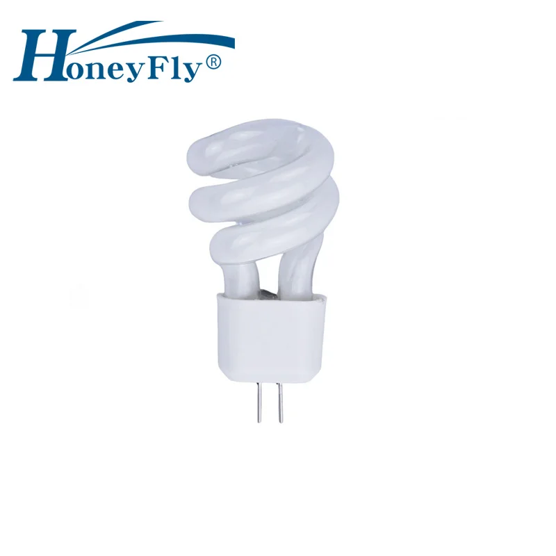 HoneyFly 10pcs G4 Fluorescent Bulb 220V 5W 6000k Cold White Glass PC Spiral Mirror Light GU4 Energy Saving Lamp