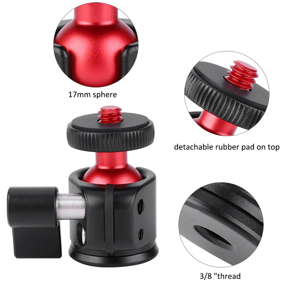 Mini Ball Head 360 Degree Ball Head VBESTLIFE Metal 360 Degree Swivel Mini 1/4" Screw Mount for DSLR Camera Fill Light