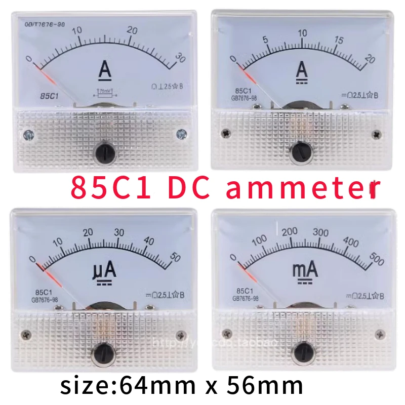Uxcell Analog Current Panel Meter DC 0-10mA 85C1 Ammeter 64x55x56mm For Automotive Circuit Testing Charging Battery Ampere Tester Gauge Pack Of 1