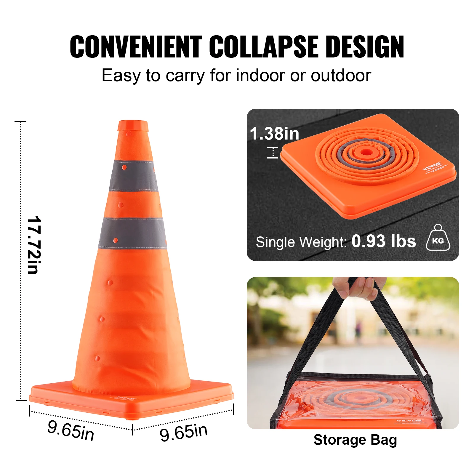 SucceBuy Safety Cones 2/4Pack 18/28inch Collapsible Traffic Construction Cones Traffic Control Driving Training Parking Lots