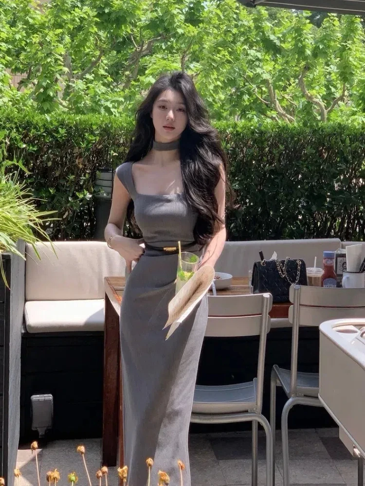 한국 우아한 섹스 어필 드레스, 심플한 단색 이브닝 파티 무도회 드레스, 시크한 원피스 의류, 2024 여름 신상  Best5