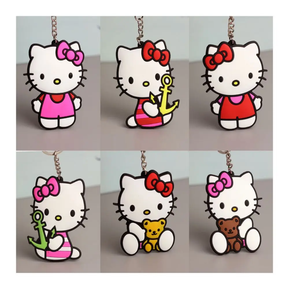 

Sanrio Hello Kitty PVC Keychain Silica Gel Anime Action Figure Animation Car Keychain Cute Key Buckle Bag Pendant Christmas Gift