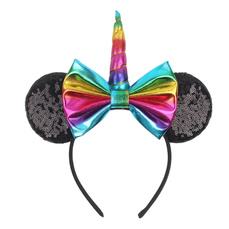 

2024 NEW Disney Mouse Ears Headband Girls Cosplay Unicorn Bow Hairband Festival Birthday Party DIY Hair Accessories
