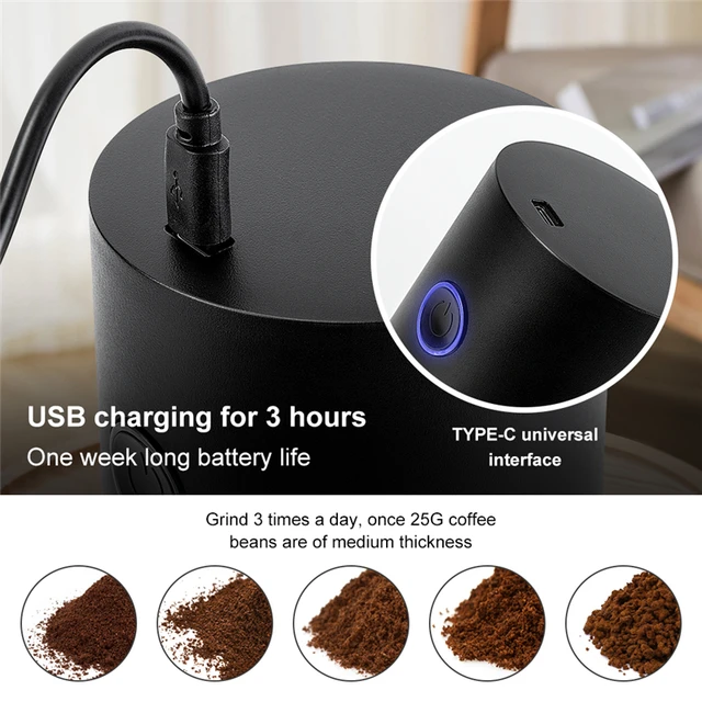 Innovador molinillo de café eléctrico Polve, carga con USB de Gefu