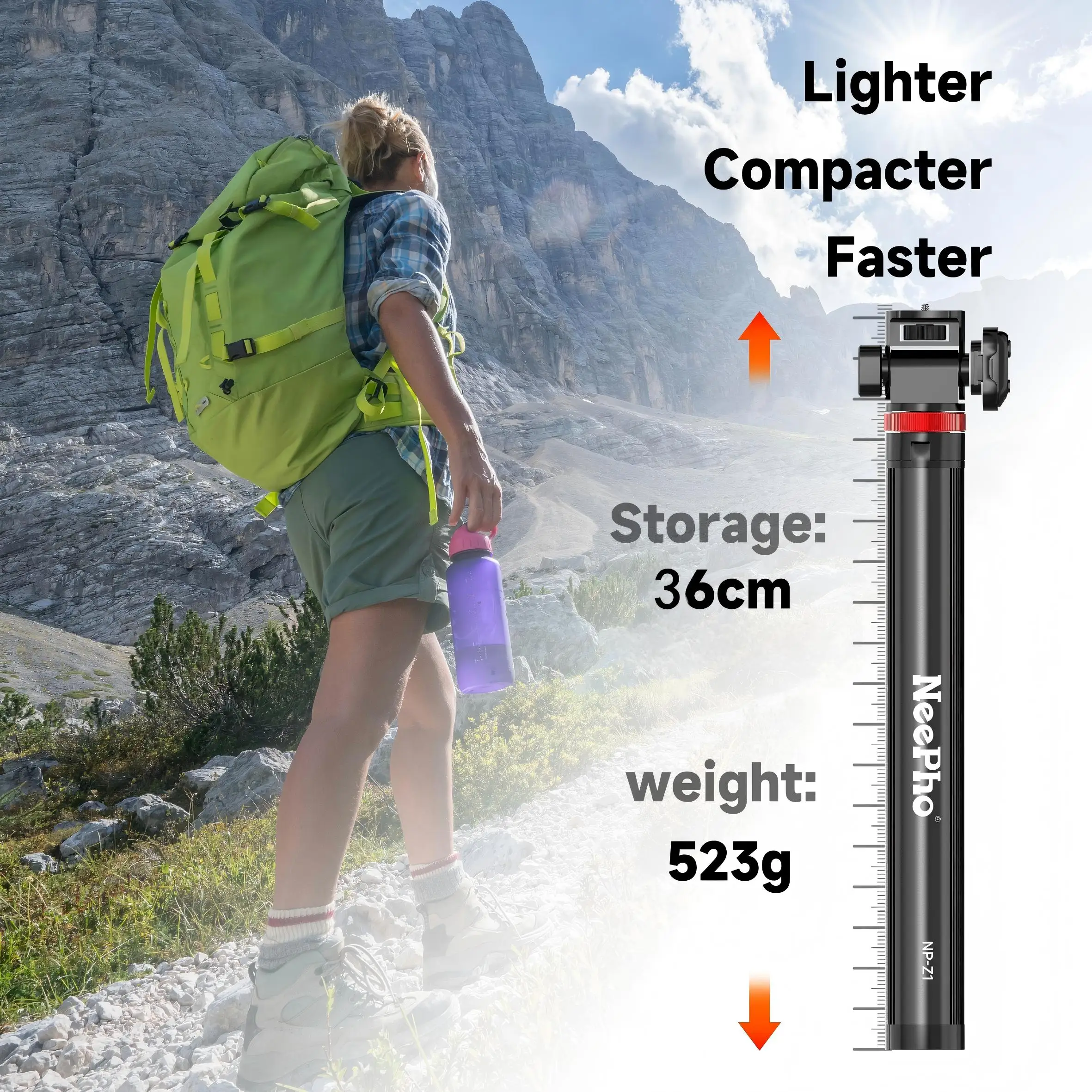 NeePho NP-Z1 Treppiede per selfie retrattile integrato in lega di alluminio per live streaming, compatibile con iPhone - immagine 3