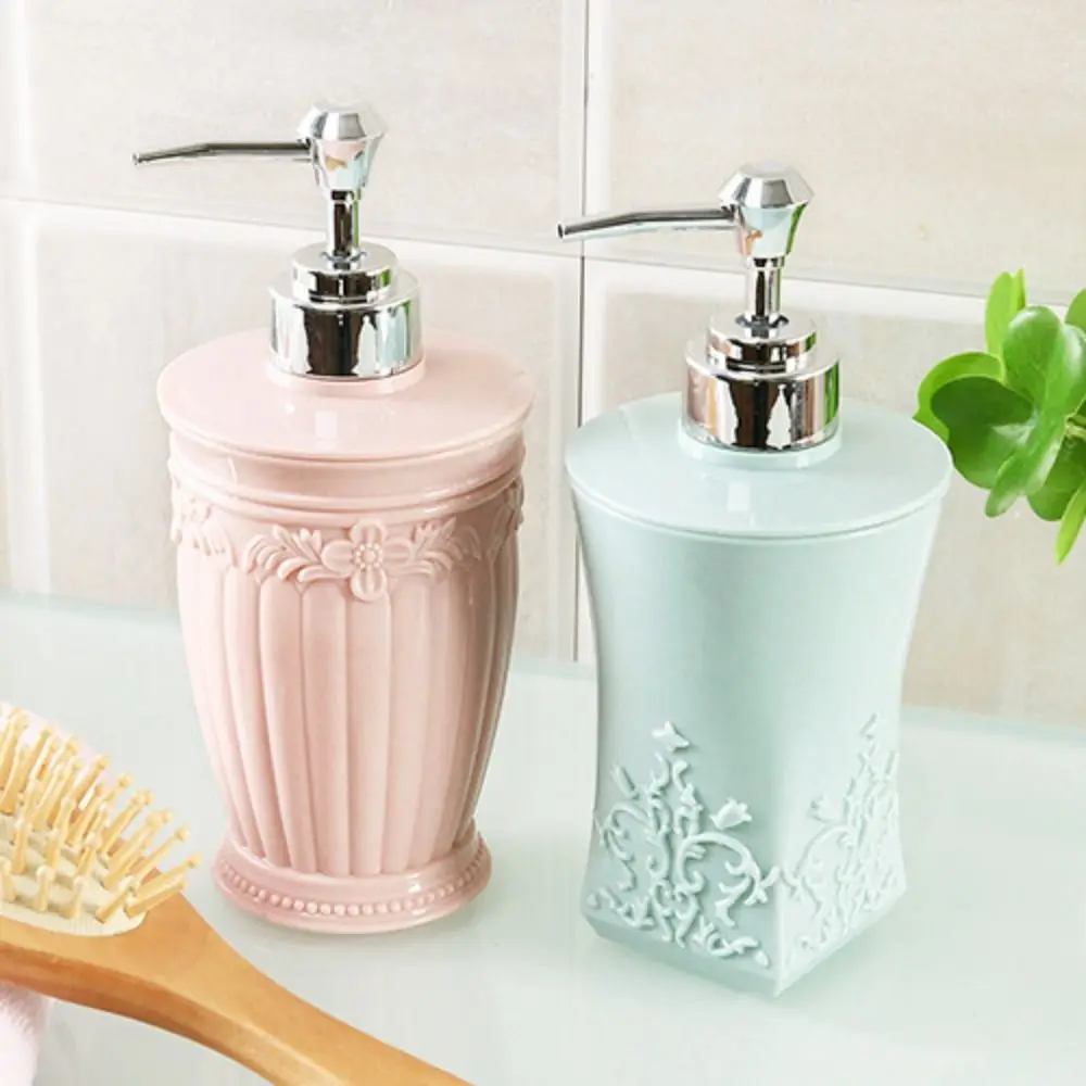450ml Shampoo Lotion Bottle Refillable Stained Carved Manual Soap Dispenser Bathroom Accessory Shower Gel Container