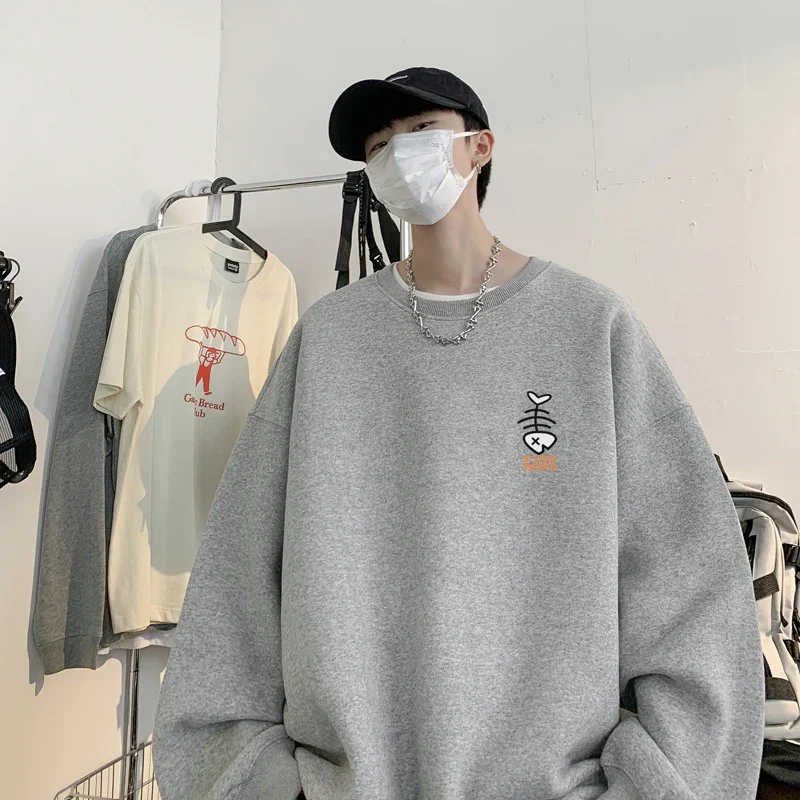 Men's Autumn and Winter New Multi-color Loose Large Size Sweatshirt Printed Pattern Round Neck Long Sleeve Top Hundred Clothing