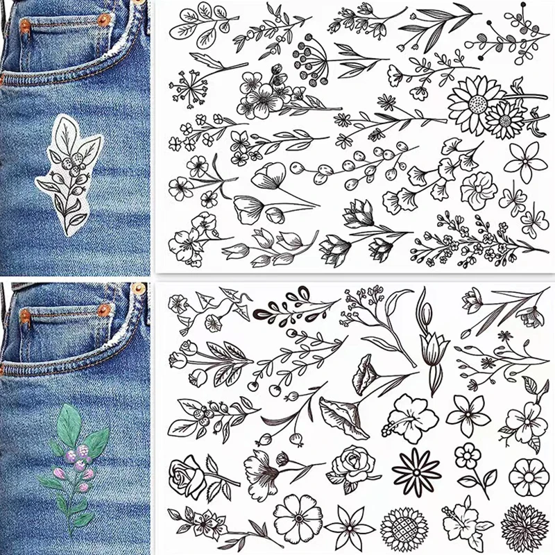 Lot De 50 Stabilisateurs De Broderie Solubles Dans L'eau - Motif Floral - Neuf