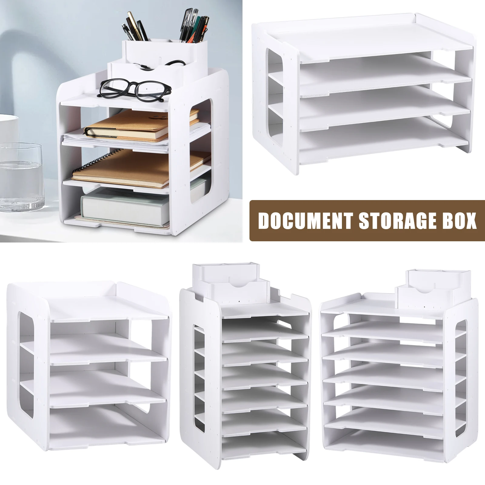 4/7Layer Superimpose Desktop File Tray Organizer A4Paper Magazine Newspaper Office Supply Sorting Rack Office Stationery Storage file folder organizer
