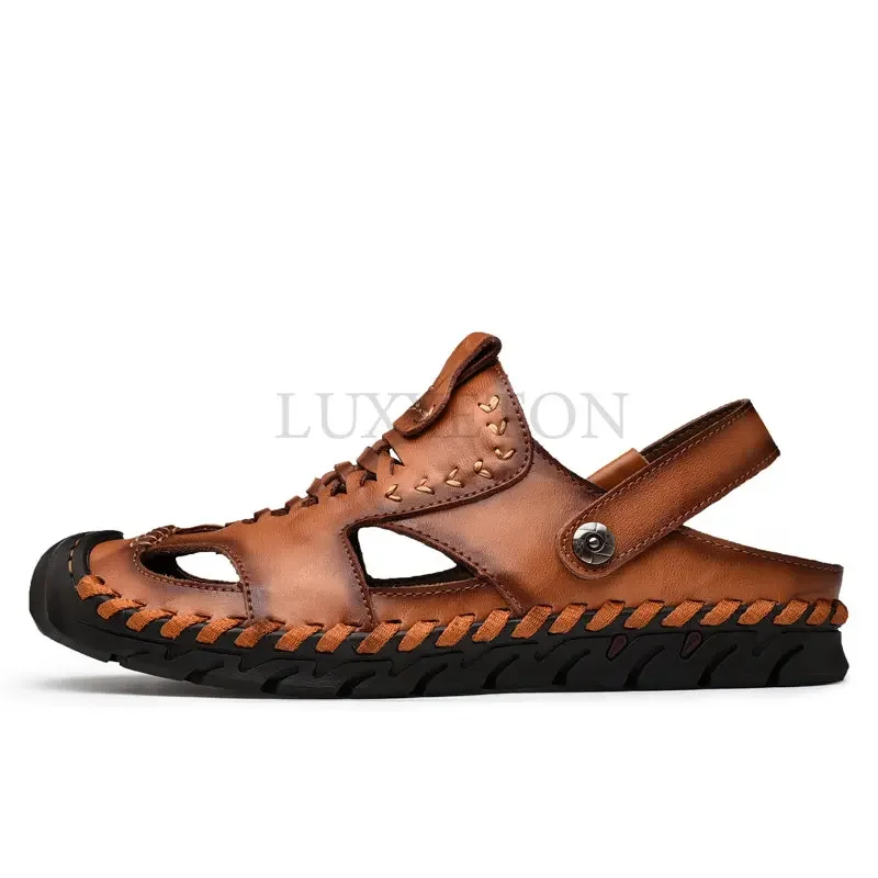 Sandalias planas antideslizantes De alta calidad Para Hombre, zapatos informales De Color sólido Para senderismo y senderismo
