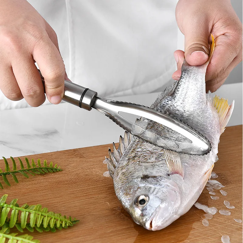 

304 Stainless Steel Fish Scale Planer Fish Scale Grater Manual Fish Scale Removal Scraper Kitchen Gadget Remove Internal Organs