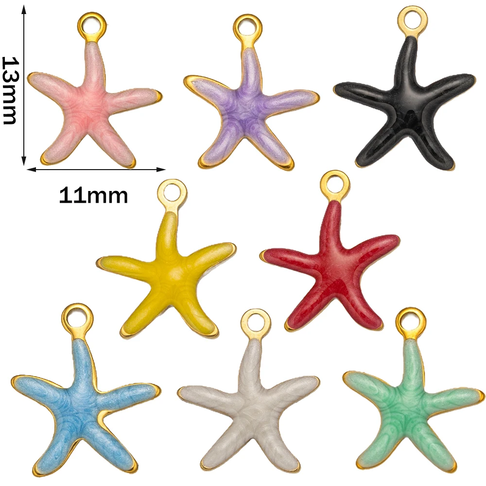 10 Stück neue Edelstahl bunte Marine Koralle Seestern Fisch Algen Charm Halskette Ohrring Anhänger Basis für DIY Schmuckherstellung – Detail 6