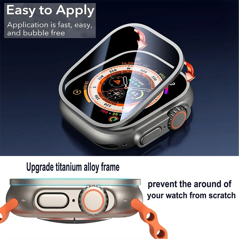 Premium Aluminium Alloy Case with Tempered Glass Screen Protector for Apple Watch Ultra - 2-Pack, Anti-Scratch Protection