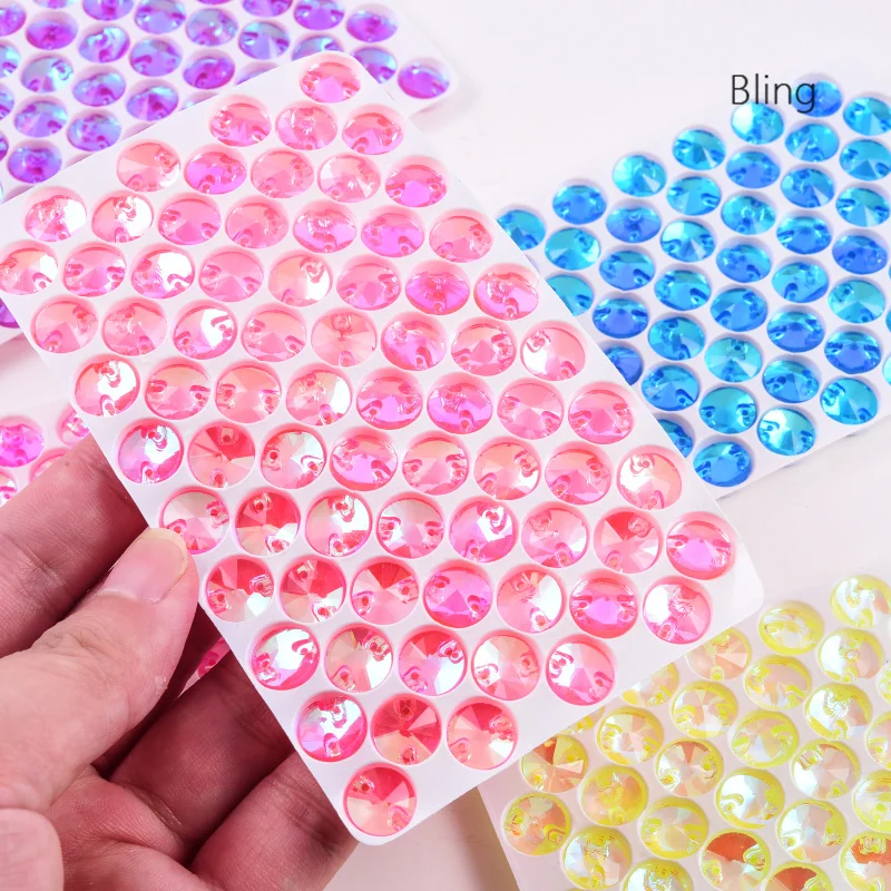 Sew on Rhinestones Bling AAA Glass Sew on Rhinestones High Quality Round Sewing Crystals Glitter Neon Sewing Strass Diamond стразы для рукоделия