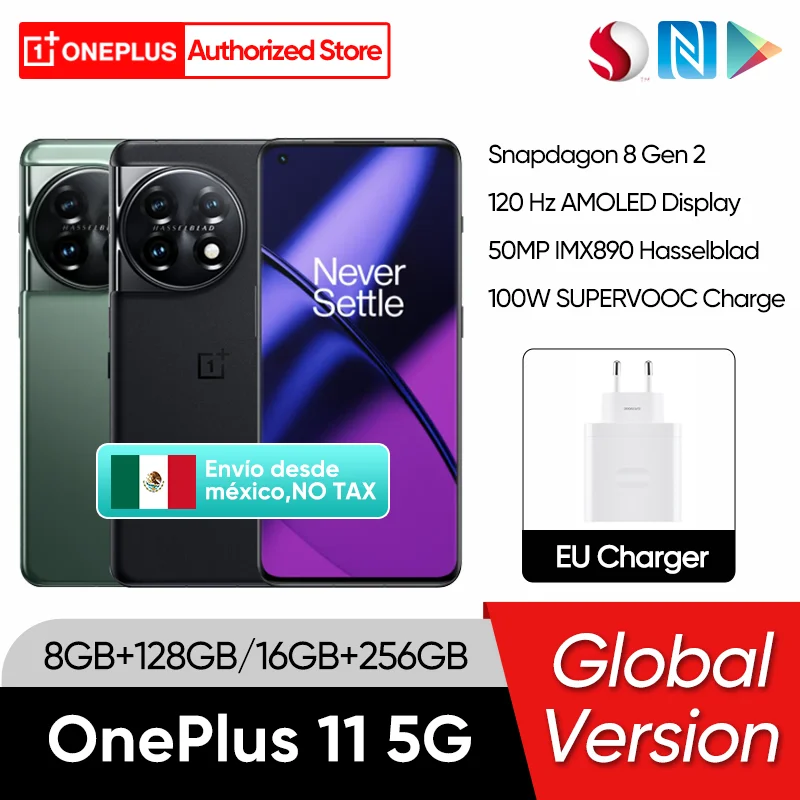 2023 Versione Globale Oneplus 11 5G Cellulare Snapdragon 8 Gen 2 6.7 "120Hz Amoled Display 100W Supervooc Carica 5000Mah Pastella