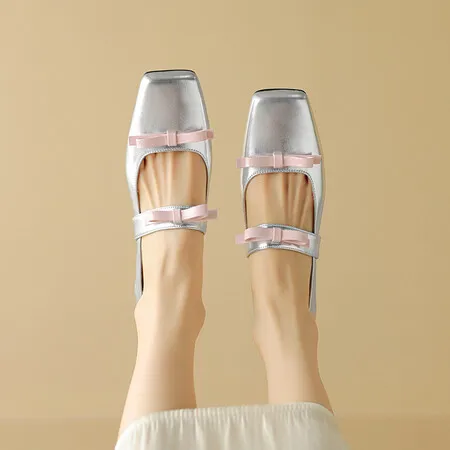 

Женские туфли из натуральной кожи, универсальные удобные туфли на низком толстом каблуке, с квадратным носком и бантом, новинка 2024