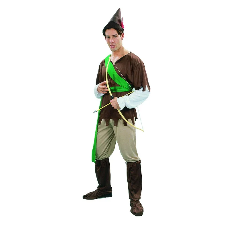 Robin Hood Costume for Man Huntsman Hood Costumes Green Deluxe Cosplay Fancy Suit for Costumes Party for Men Boys
