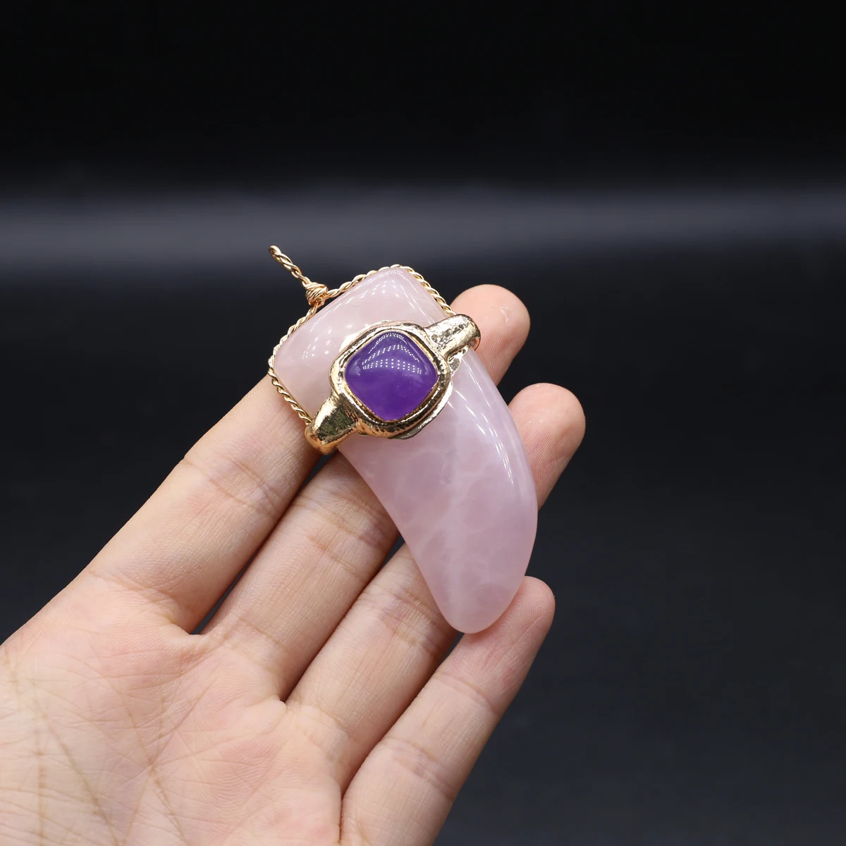 4PCS Random Natural Stone Green Aventurine Amethysts Rose Quartz Pendant Jewelry Making DIY Necklace Earrings Accessories Gift
