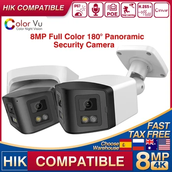 Compatibile con Hikvision 4K 8MP ColorVu 170 ° Telecamera IP Panoramica Binoculare Md2.0 per Sorveglianza Domestica CCTV
