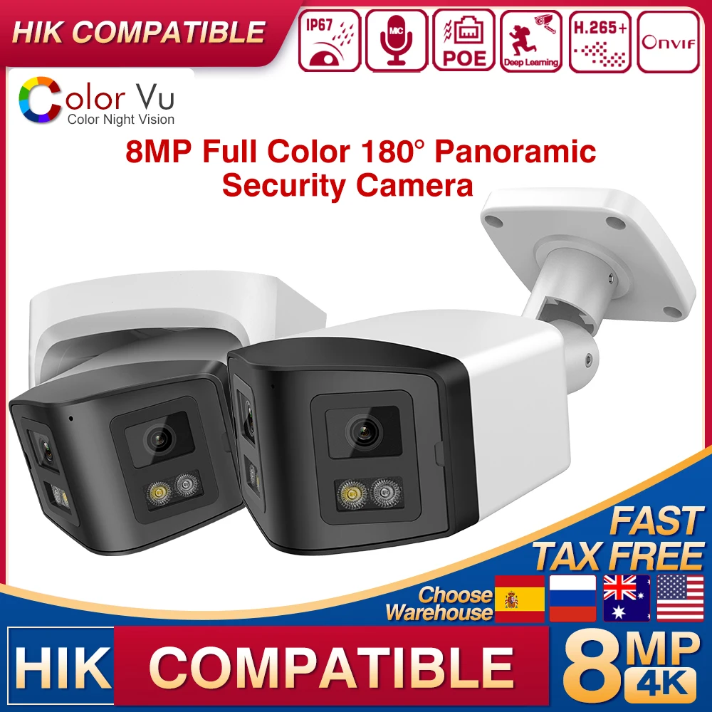 Hikvision-Compatibele 4K 8mp 2.8mm Lens 170 ° Panoramische IP Camera Md2.0 Tweerich tingsges prekken Thuis CCTV Poe camera Hikvision-Compatibele 4K 8mp 2.8mm Lens 170 ° Panoramische IP Camera Md2.0 Tweerich tingsges prekken Thuis CCTV Poe camera