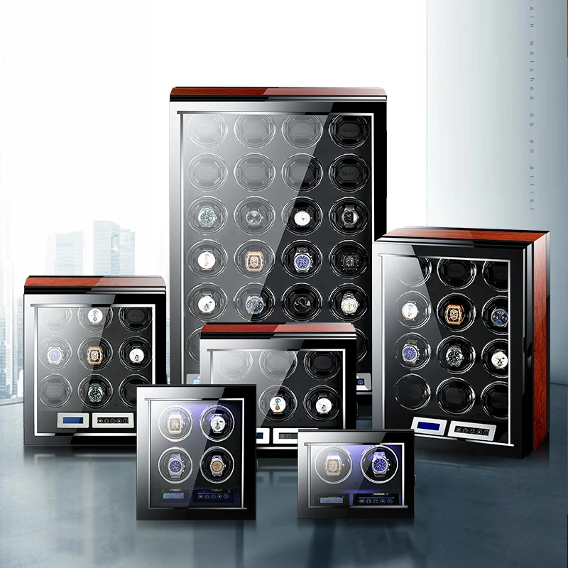 

Factory Custom High Gross Finish Quality 2 4 6 8 Pcs Motors Automatic Wood Watch Winder With Led Light
