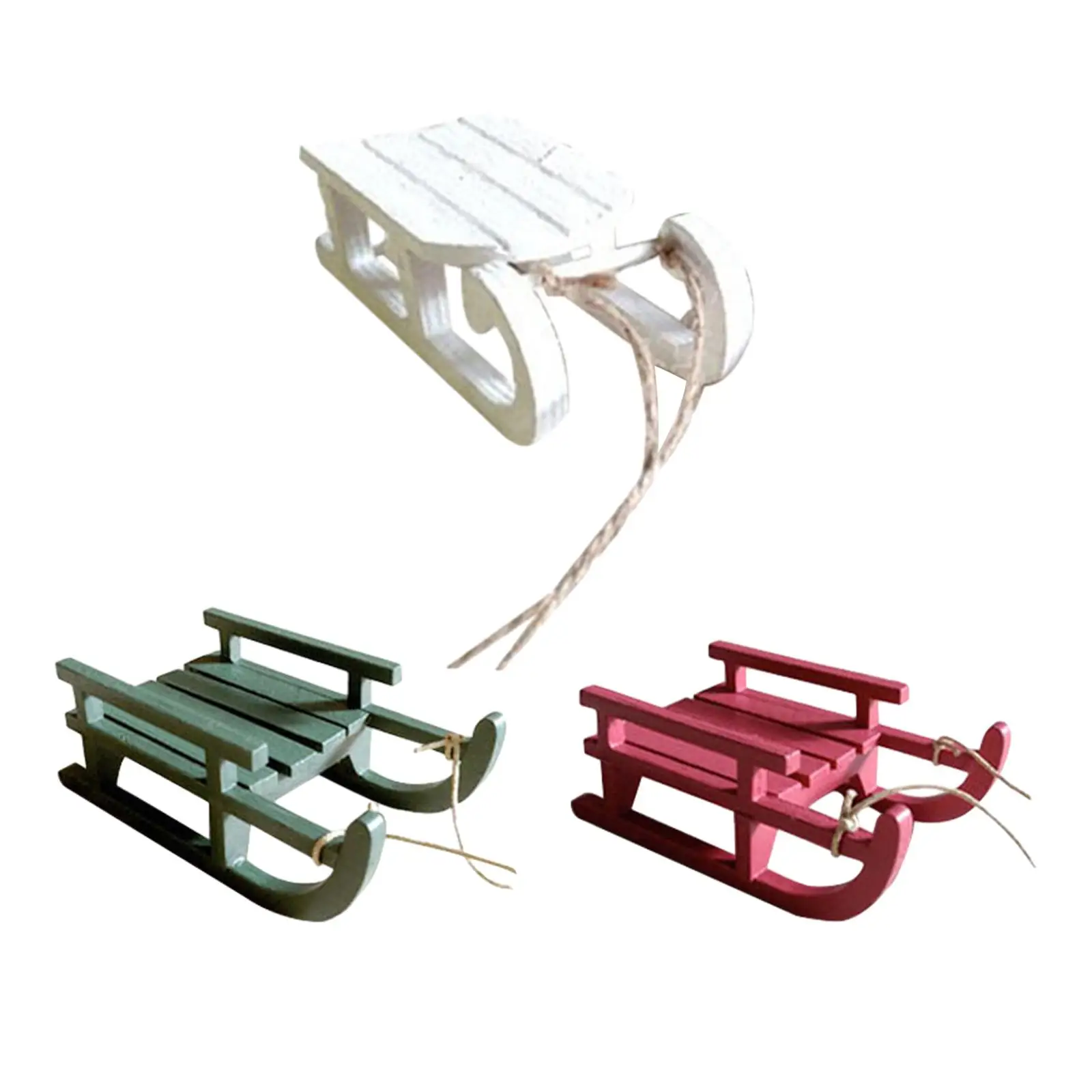 

Miniature Wooden Sleighs Christmas Sled Ornament Desktop Decor Dollhouse Decoration for Boys Children Toddlers Kids Gifts