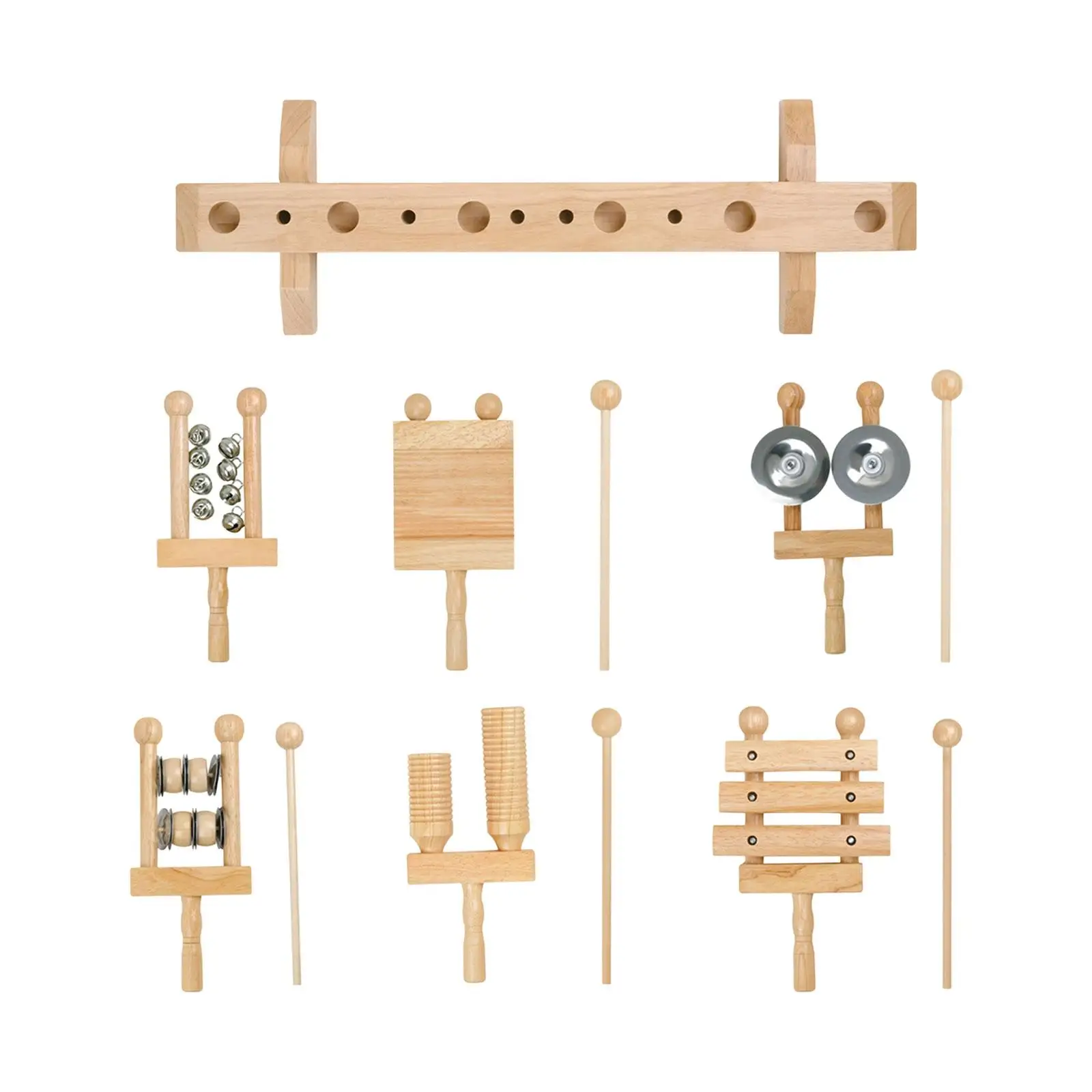 

6Pcs Musical Instrument Set Portable Educational Toys Wooden Percussion