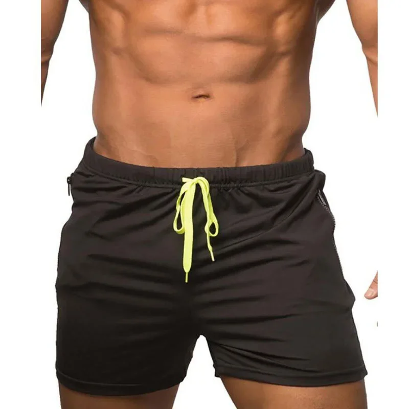 Fitness Territory Men's Sport Shorts Summer Beach Pants Belted Running Training Fitness Shorts Male Board Sports Long Pants