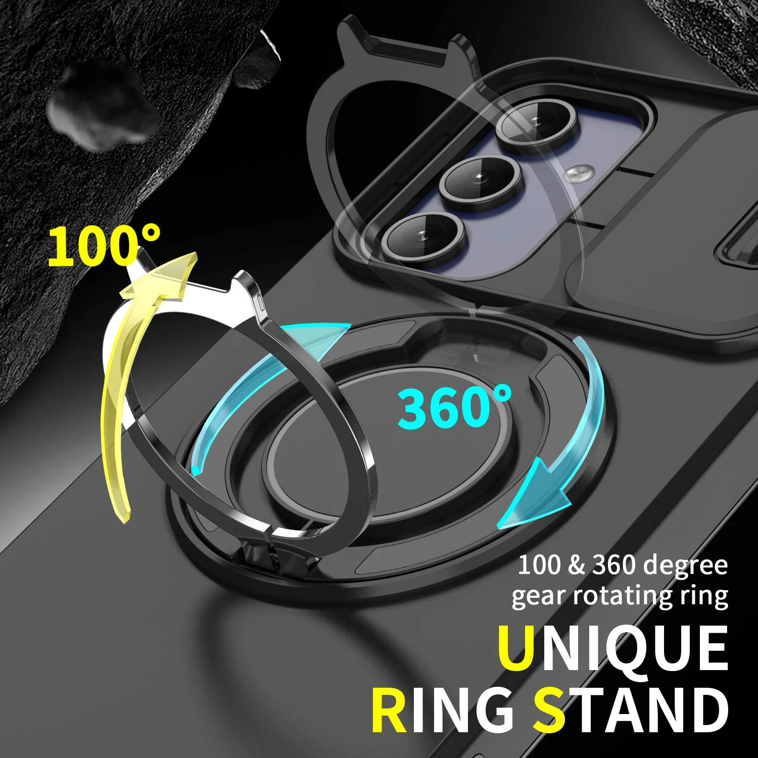Luxury Armor Phone Case with Magnetic Bracket & Lens Protection