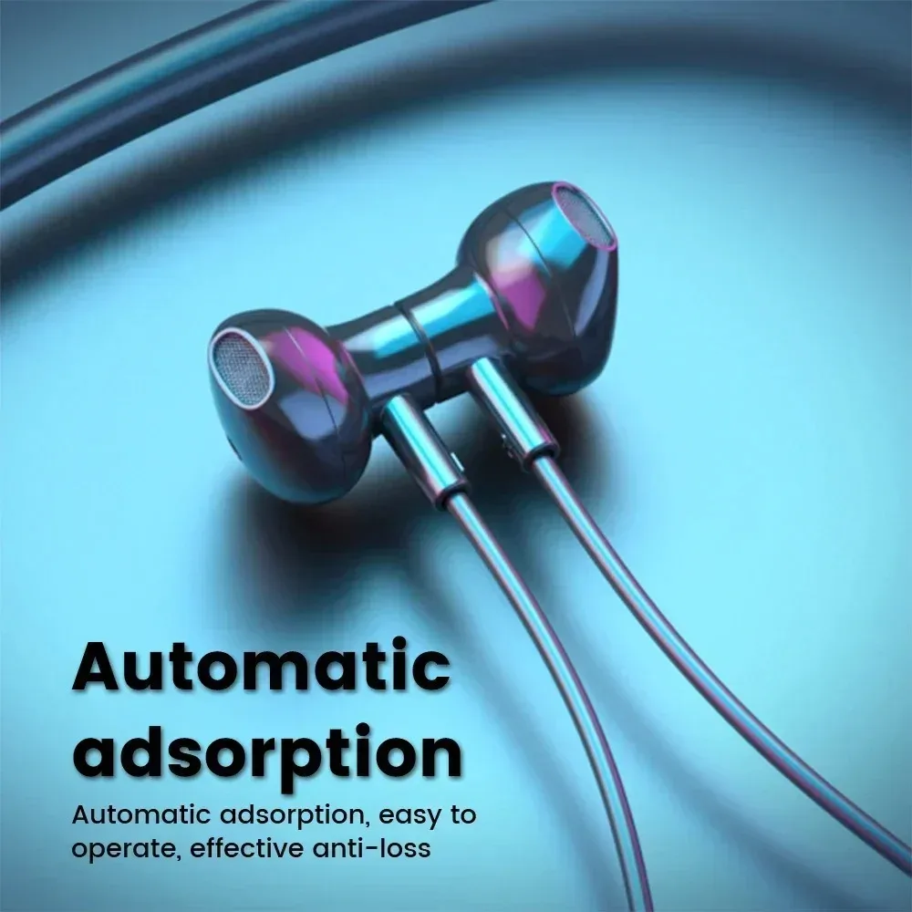 Wireless Earphones Bluetooth 5.2 Neckband Headphones Gaming LED Display HIFI Headset Sports TWS Earbuds With Mic Support TF Card 4