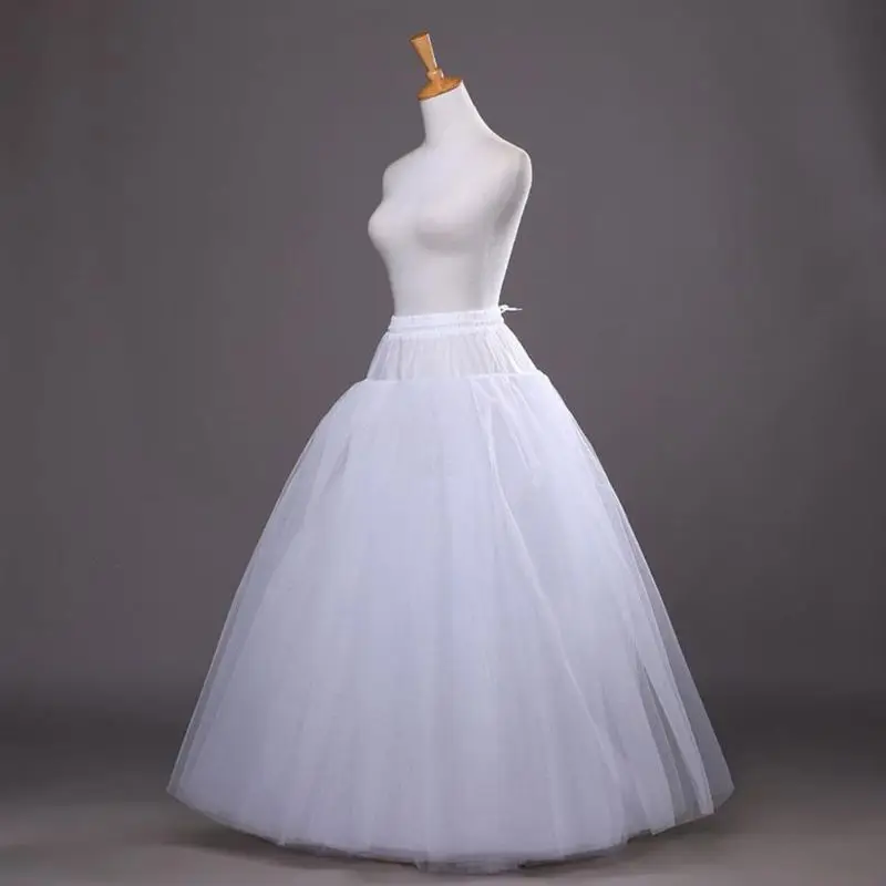 

4-Layer Hoop-Free Long Style Half Skirt Petticoat Bridal Wedding Dress Lined Ladies Women Party Dresses Role-Playing Lining