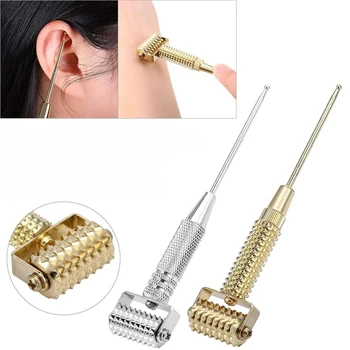 Rullo Massaggiante Multifunzione per Viso, Indolore, con Microaghi, per Skincare, Massaggiatore Manuale per Braccia e Collo, Sonda per Punti di Agopuntura Auricolare, Strumento di Bellezza