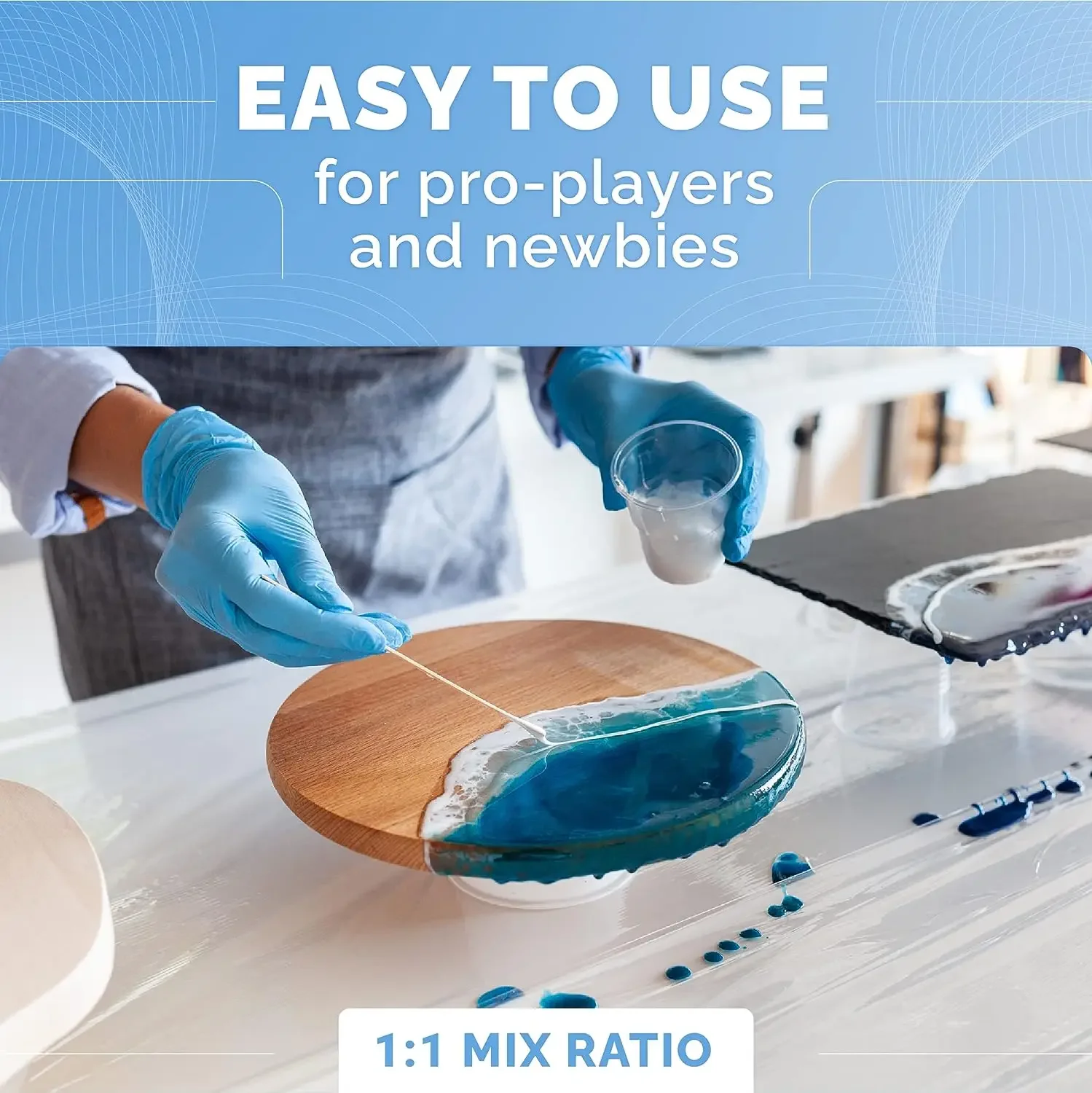 Epoxy Resin Kit Crystal Clear Epoxy Resin Kit & Hardener for DIY Art Mold Casting Jewelry Making Table Top Countertop Coating