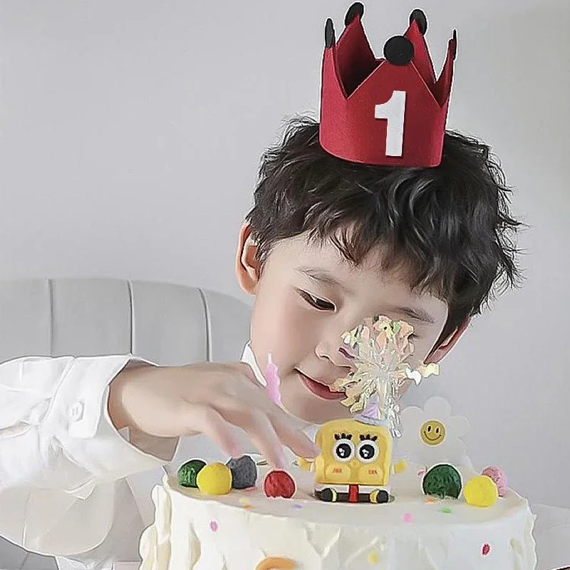 Happy Birthday Hat Baby First Birthday Party Felt Hat 1st 2th 3th Years Kids Baby Shower Hat Birthday Headband Decoration