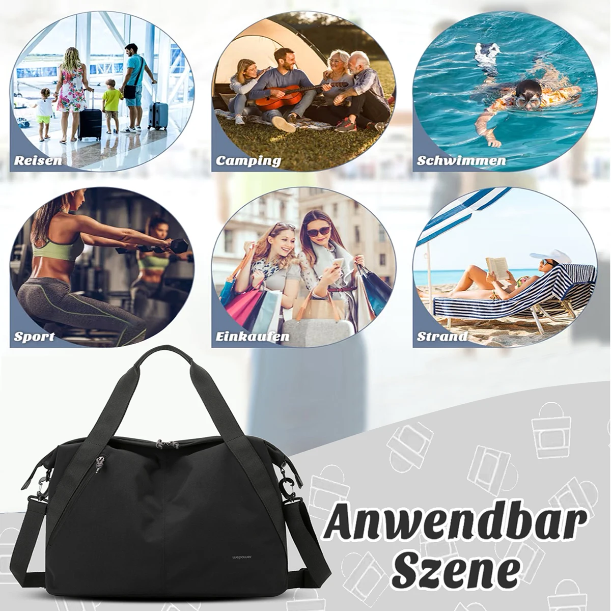 Travel Bag Large Capacity Short-Distance Travel Storage Luggage Bag Hand-Held Shoulder Bag Men's Lightweight Crossbody Sports Fitness Bag Yoga Work Student