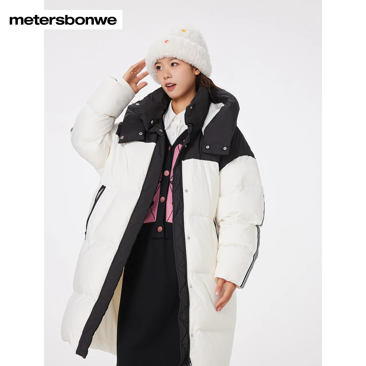 Metersbonwe Long Hooded Down Jacket Women Thick Winter Parker Coat Ladies 2023 New Fashion Warm Jackets Casual White Outerwear