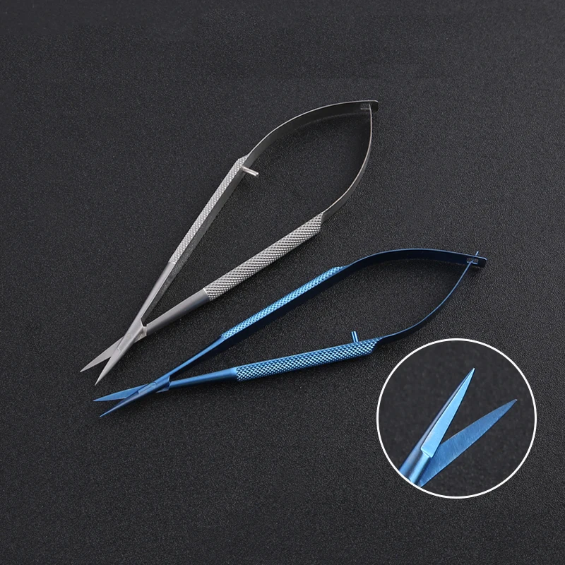 12.5cm Ophthalmic Surgery scissors Flat handle eye Micro scissors stainless steel/ Titanium ophthalmic scissors