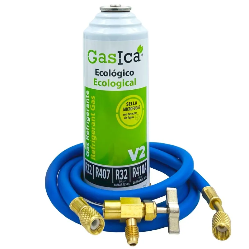 Gas Refrigerante Gas V2 - R22-R32-R407-R290-R410A + 5/16 Tubo Di Ricarica X1/4 + Valvola