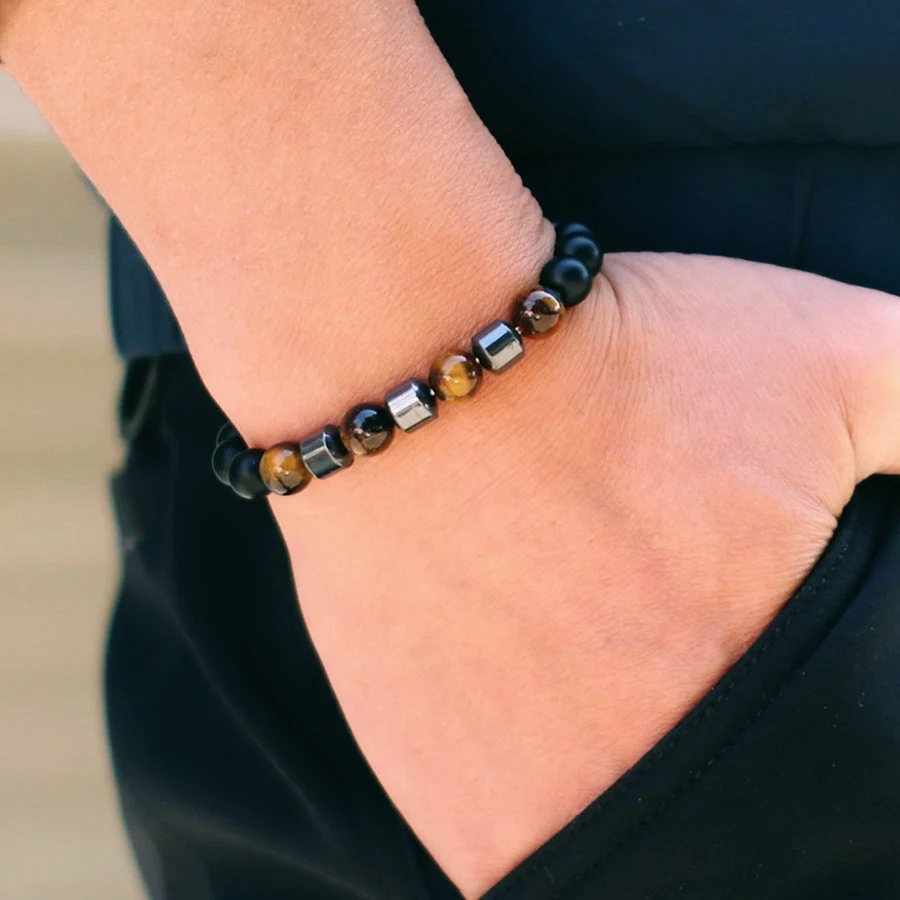 Men Onyx Stone Beaded Bracelet 8mm Natural Healing