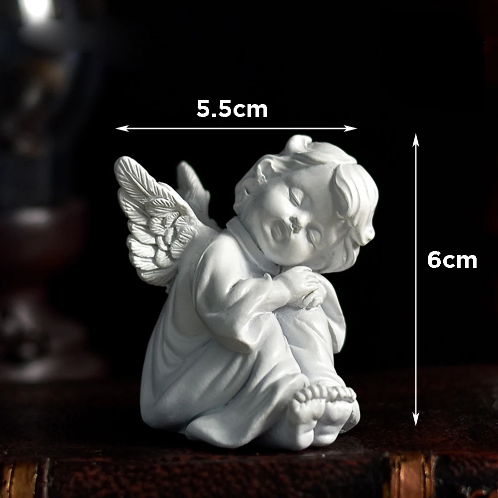 Cute Resin Fairy Girl Angel Figurine Peaceful Prayer Sculpture Desktop Ornaments Retro Flower Fairy Small Decorative