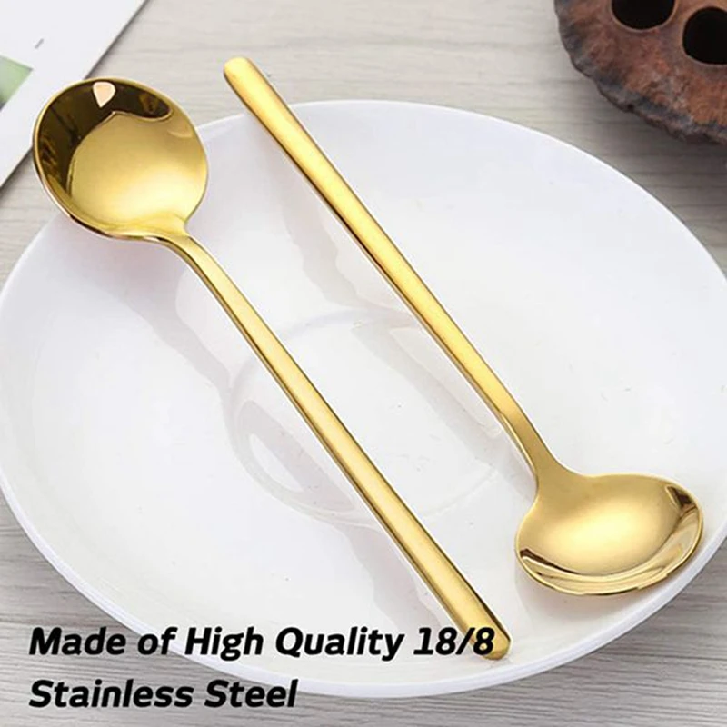 Stainless Steel 10 Pcs Espresso Spoons Teaspoons For Coffee Sugar Dessert Cake Ice Cream Soup Antipasto (Gold) stainless steel spoon tea spoon