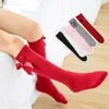 3-12Y Kid Girls Bow Knee High Long Socks Solid Color Medium Tube Socks Soft Cotton Princess Socks Spring Autumn Children Socking 1