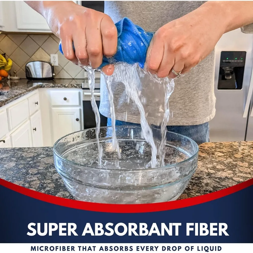 6-Pack Microfiber Cleaning Cloths - 11.5"x11.5" High Performance, Durable for 1200 Washes, Super Absorbent for Effective Grime a