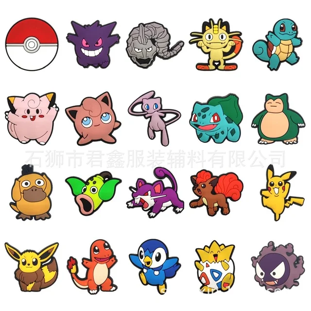 Pokemon Pikachu Shoe Charms  Ornament Removable PVC Flexible Glue Buckle Sandals Ornament Embroidery Shoes Decorations Gift 2