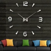 Large 3D DIY Wall Clock Giant Acrylic Mirror Clocks Frameless Big Horloge Home Decoration for Living Room Bedroom Wall Decor 2