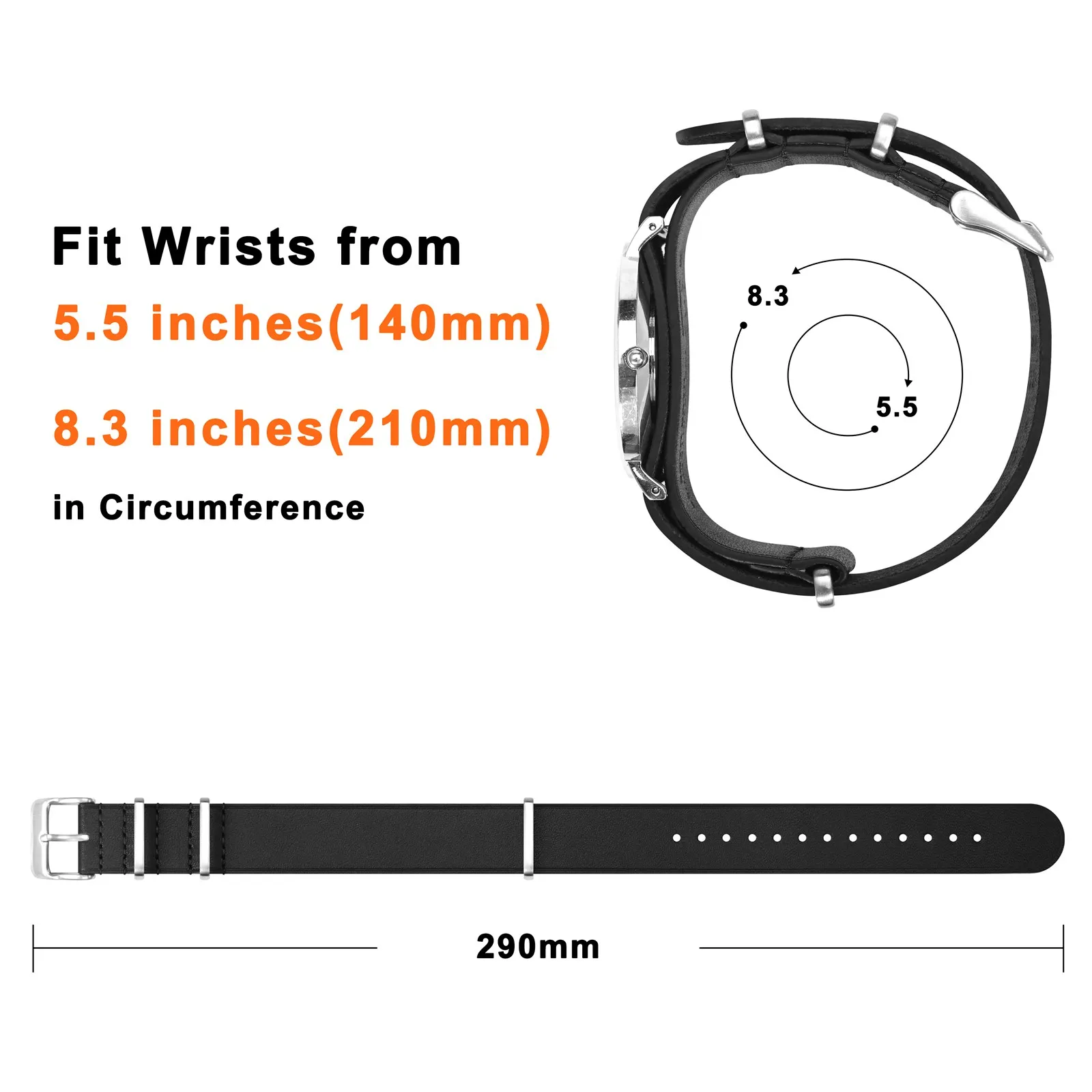 ANNEFIT 가죽 시계 밴드,  송아지 가죽 원피스 밀리터리 시계 스트랩, 남녀공용, 18mm, 20mm, 22mm