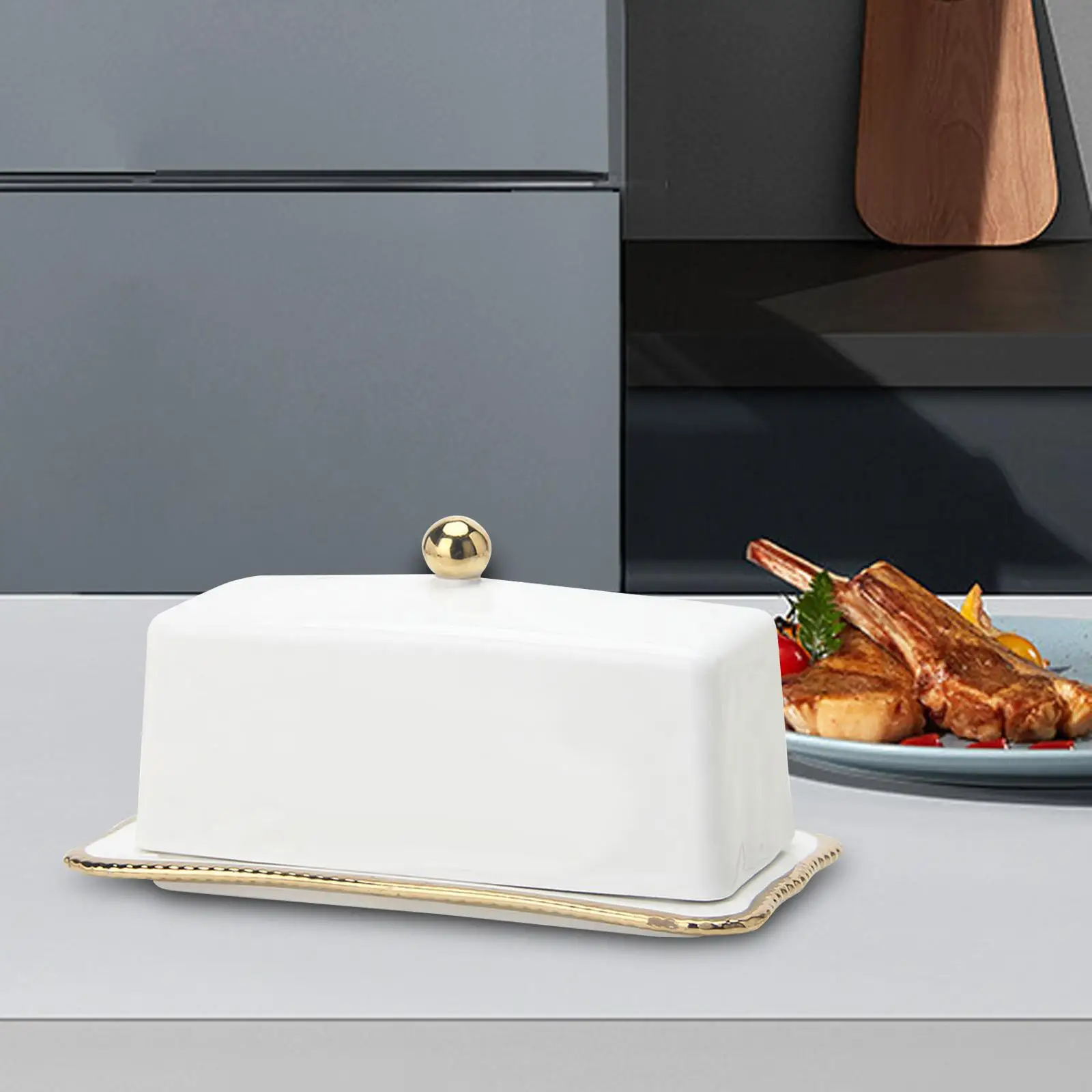Ceramic Butter Dish Butters Container Sturdy Large Capacity Cheese Keeper Butter Storage Plate for Countertop et Biscuits