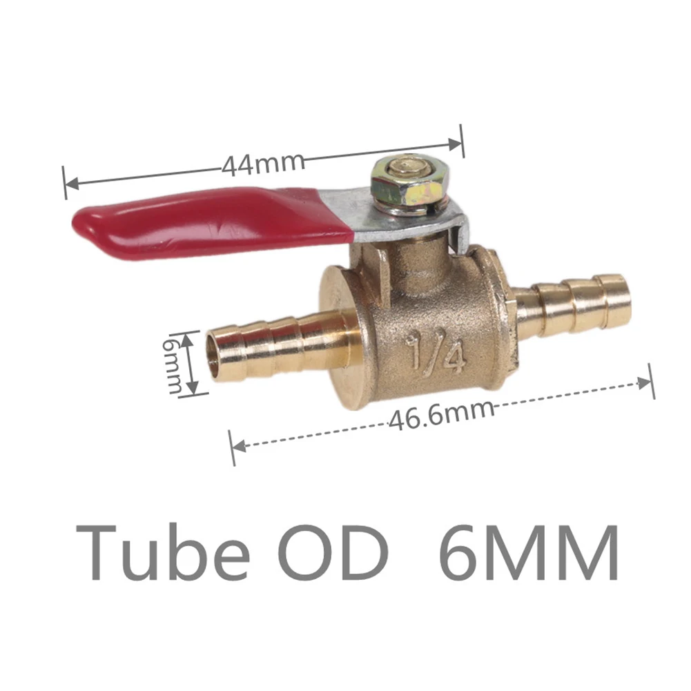 

Brass Valve Valve Switch Brass Hose Barb Shut-off Water/Air Gas Line 6mm 8mm 10mm 12mm Ball Valve Rotation Device